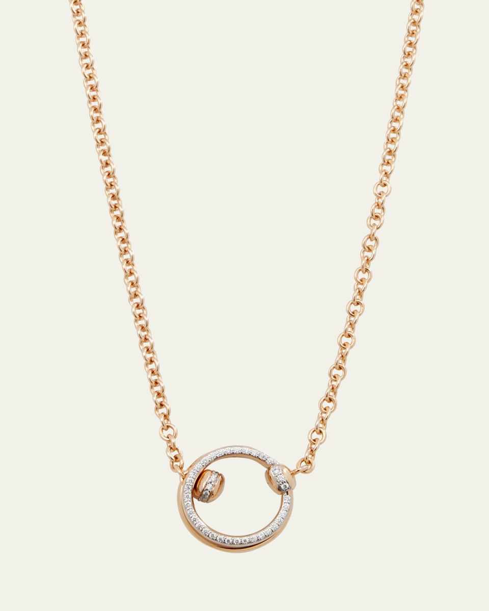 18k Rose Gold Together Diamond Circle Pendant Necklace
